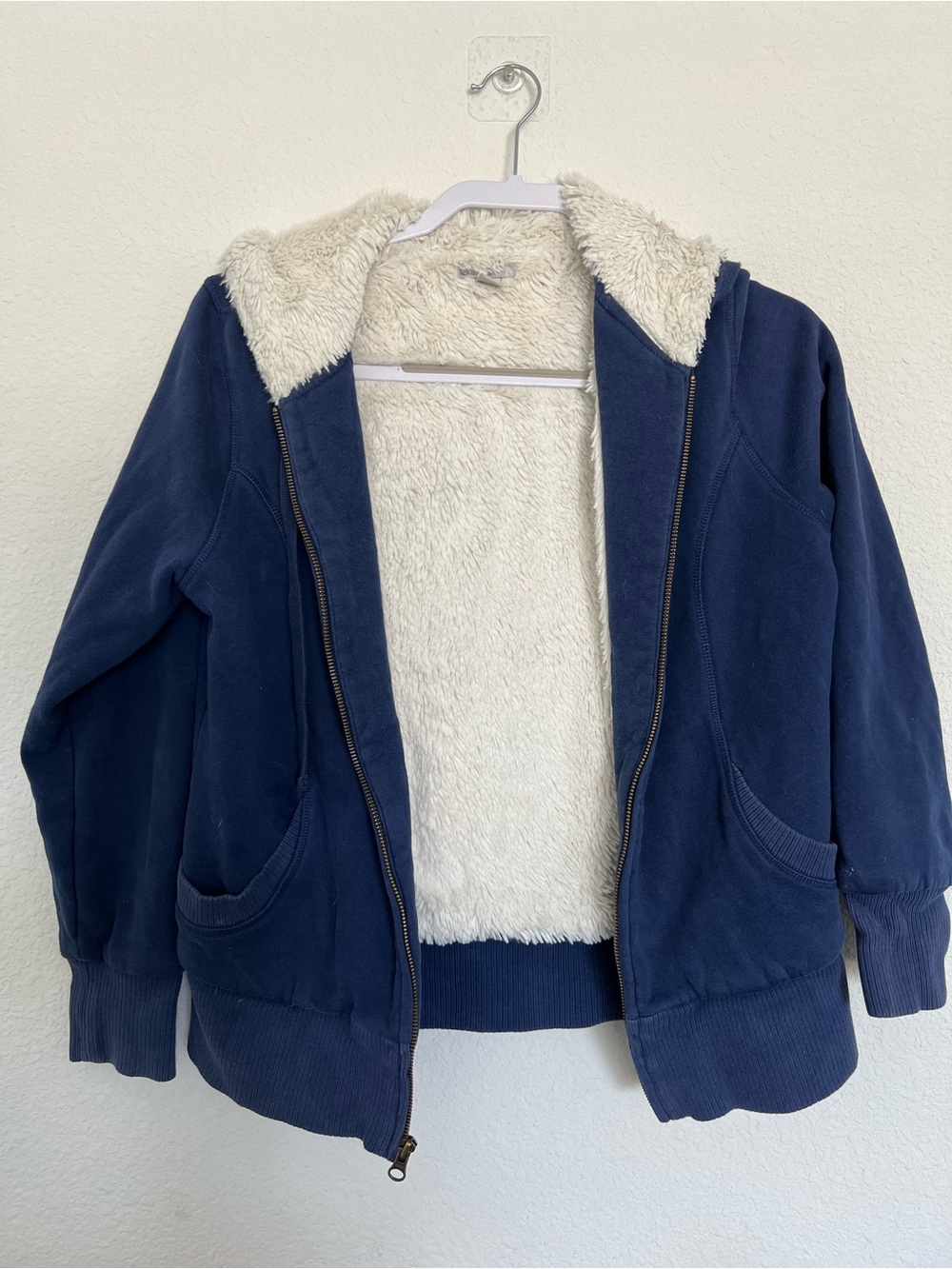 Old Navy Navy Blue Sherpa-Lined Zip Hoodie Jacket